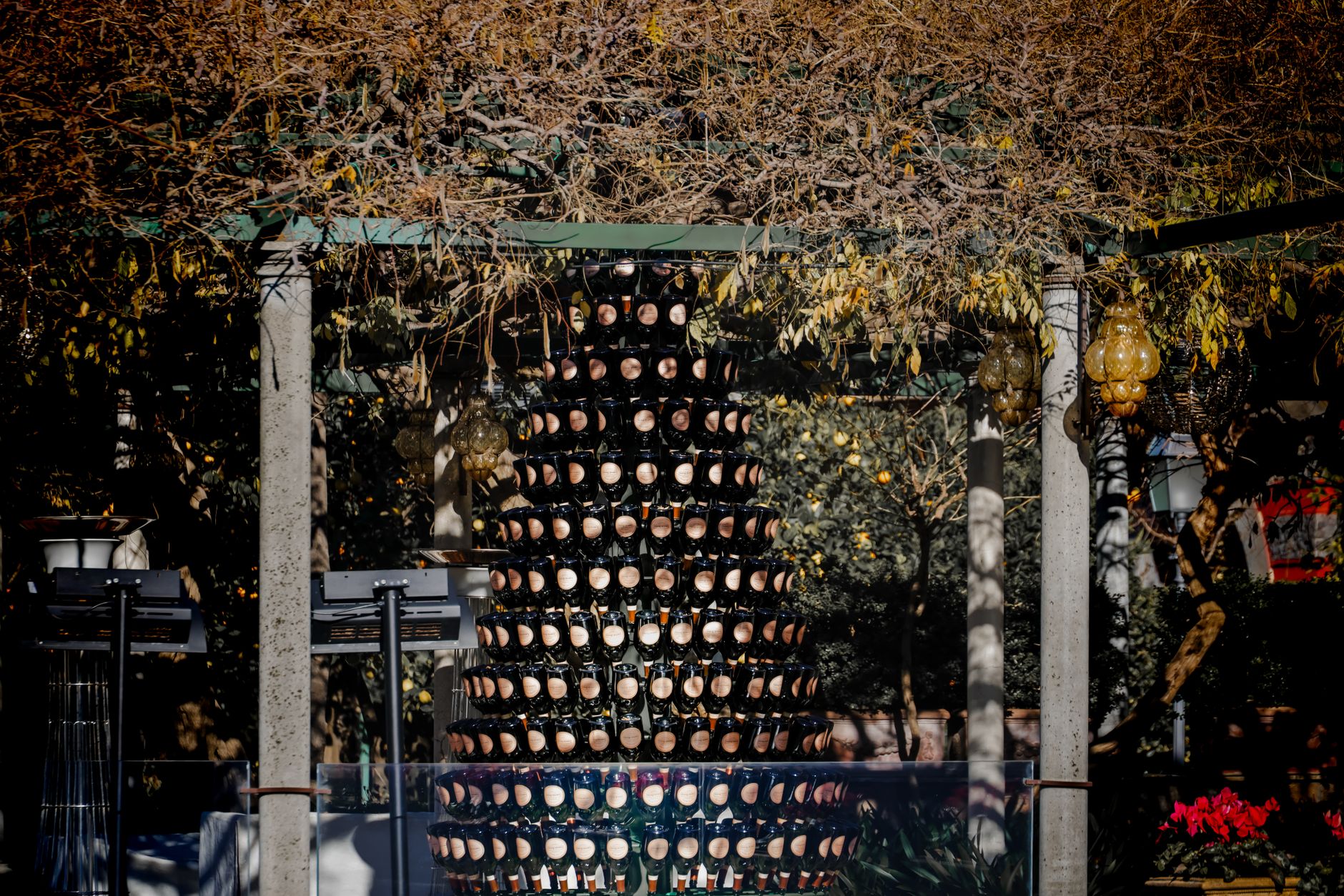 Champagne bottles creative outdoor display